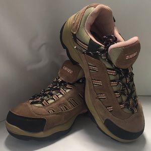 - Hi-Tec womens hiker waterproof tan/pink suede size 7 1/2